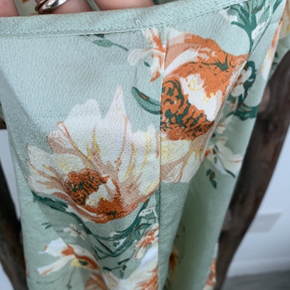 Mint Green Satin Floral Print Cami Dress Draped Collar Strap / SHEIN - Picture 9 of 10